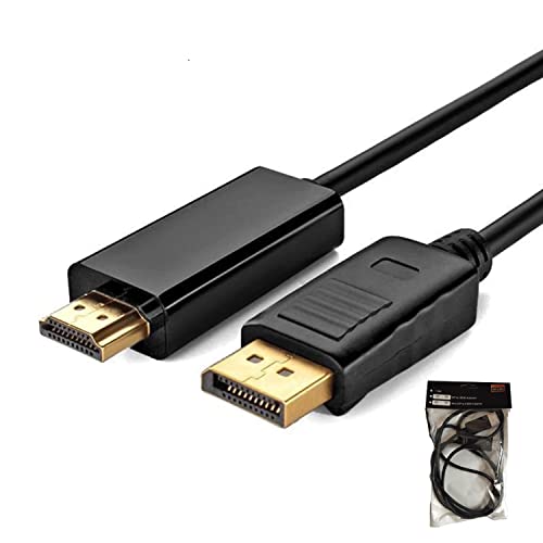 AISHTEC Adattatore da Displayport a HDMI, Convertitore Maschio DisplayPort to HDMI Cable, 4K 1080P@60Hz Adapter per Laptop, PC, Desktop a TV, Monitor - 1.8m, Nero