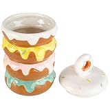 Elements Ceramic Donut Cookie Jar - Multicolored Novelty Kitchen Canister, Decorative Figurine Jar...