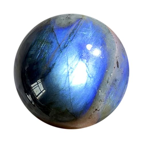 Labradorite Round Quartz Crystal Ball, Crystal Sphere Figurine, Polished Gemstone Divination Sphere for Yoga Feng Shui Home Deco
