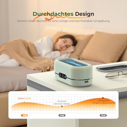Ultraschallreinigungsgerät, 48000Hz Ultraschallreiniger, Brillenreinigungsgerät, 350ml Ultraschallreiniger, mit 2 Reinigungsmodi, geeignet für Schmuck, Brillen, Uhren, Ringe, Zahnersatz usw