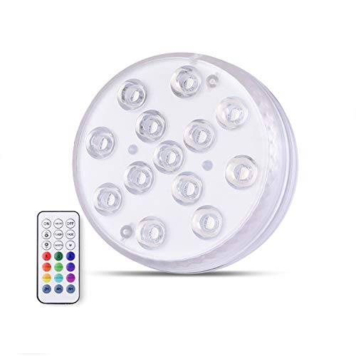 SyndeRay Submersible LED Lights with Suction Cups and RF Remote - IP68 Waterproof for Bathtub and Pool Use