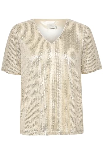 Blouse paillettes col V KAFFE, coupe régulière et finitions