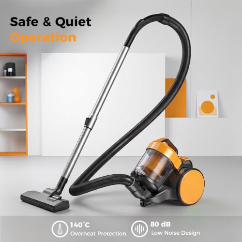 NEWBULIG Canister Vacuum Cleaners for Home, Bagless Vacuum Cleaner, Yellow by NEWBULIG - Used condition - Image 8