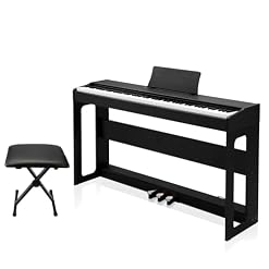 LEADZM Piano Numérique 88 Touches avec Banc, Clavier Entièrement Lesté, Piano Électrique avec Double Bluetooth et Haut-Parleurs Stéréo, 128 Timbres et Rythmes, Système à 3 Pédales, Noir - Les Beatles, Paul McCartney, John Lennon, RIngo Starr, George Harrison
