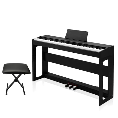 LEADZM Piano Numérique 88 Touches avec Banc, Clavier Entièrement Lesté, Piano Électrique avec Double Bluetooth et Haut-Parleurs Stéréo, 128 Timbres et Rythmes, Système à 3 Pédales, Noir - Les Beatles, Paul McCartney, John Lennon, RIngo Starr, George Harrison LEADZM Piano Numérique 88 Touches avec Banc, Clavier Entièrement Lesté, Piano Électrique avec Double Bluetooth et Haut-Parleurs Stéréo, 128 Timbres et Rythmes, Système à 3 Pédales, Noir