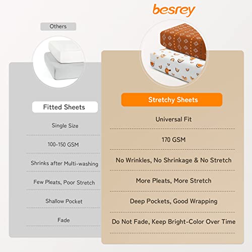 Besrey Pack N Play Sheets, Premium Stretch Fitted Portable Mini Cribs Playards Sheets, Ultra Soft Breathable Jersey Knit Cotton Blend, 2 Pack With Storage Bag For Baby Girl& Boy(Boho Rainbow Birds) #TOP5
