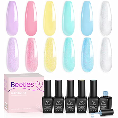 Beetles Gel Polish Set- 6 Colors Transparent Jelly Blue Yellow Pink Soak Off Uv Gel Nail Polish For Salon Spring Summer For Women #TOP5