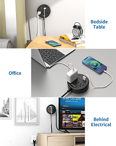 2 Prong Power Strip, Ntonpower 2 Prong To 3 Prong Outlet Adapter, 10 Ft Extension Cord With Rotatable Plug, Wall Mountable, 3 Ac Outlets & 2 Usb, Ideal For Travel Home Office Desktop, Black #TOP6