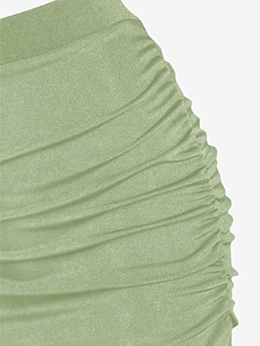 Zaful Women's Solid High Waisted Ruched Cowl Front Jersey Top And Ruched Skirt Set Dress (J-Light Green, Xl) #TOP2