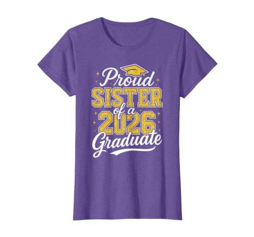 Proud Sister of A 2026 Graduate Class of 2026 Graduation T-Shirt, Women, Purple Heather, Small