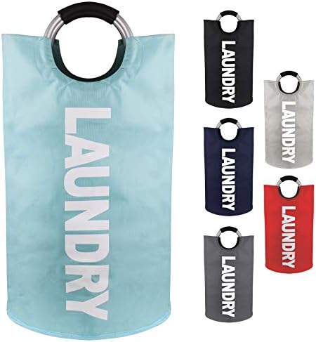 Neatkeep Large Laundry Bags for Heavy-Duty Use with Aluminum Handles, Collapsible Fabric Laundry Basket, Foldable Clothes Bag, (Available in 6 Colors) (Light Blue)