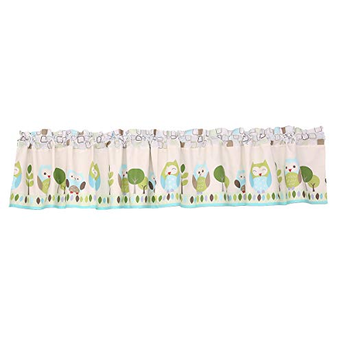 CribMATE Green Owl Nursery Window Valance 1 PC Baby Room Decorative Window Valance for Baby Boy Baby Girl Gift Idea (Green Owl)