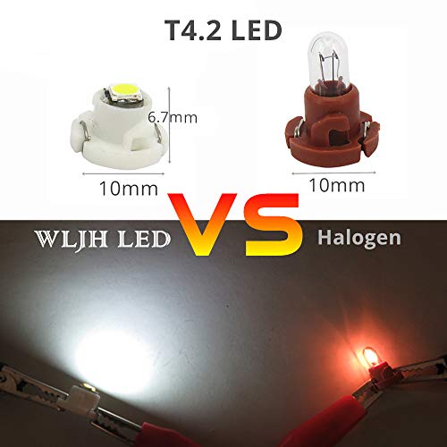 Image of WLJH White T4.2 Neo Wedge LED Bulb with 10mm Base for Dash Gauge Cluster | 3030 SMD, T1.25 and T1-1 /4, 9454848, Climate Control and HVAC Light, A /C Panel, Dimmable, 10-Pack