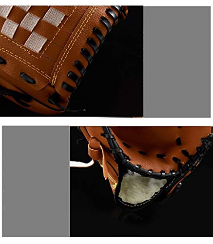 Pitching Trainers Baseball Thicken Infield Pitcher Baseball Gloves Softball Gloves Teen Model M Size (15 Inch) Plus Send Baseball One (Brown) #TOP3