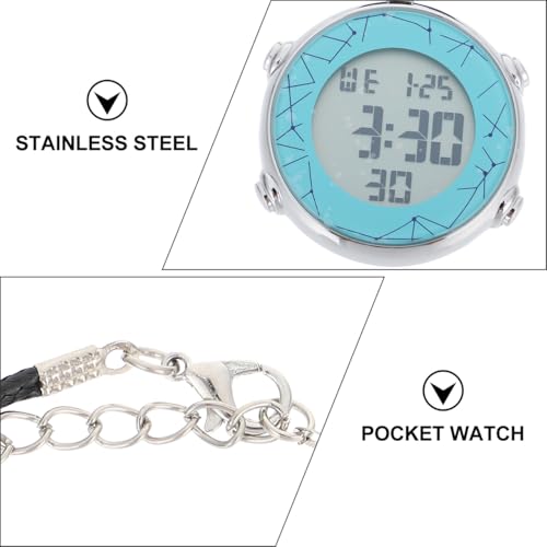 Reloj colgante digital con cadena y alarma electronica en cristal blanco 7