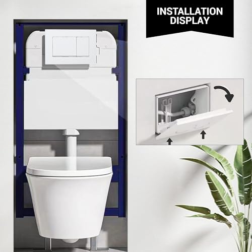 OasisFlow Wall Mounted Toilet Tank Panel Suitable for Concealed Tanks, Compatible with Geberit Sigma 30 115.883.KM.1, Durable Plastic Material, Square Button Design, Space Saving (White) by OasisFlow - Image 6