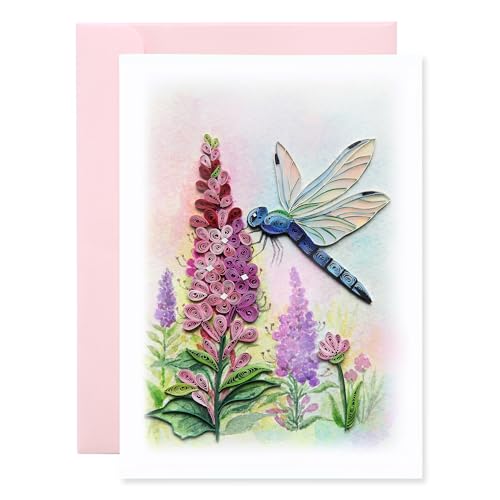 KingKraft Dragonfly Quilling Card, Birthday Card, Anniversary Card for Wife, Husband, Greeting Card for All Occasions, Mothers Day, Valentines Day Card, Thinking of You, Get Well Card