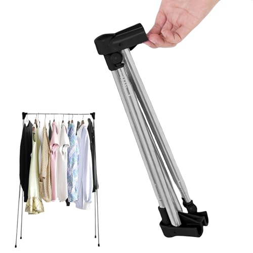 PRITOK Kleiderständer Klappbar Tragbarer: Edelstahl Verstellbarer Reise-Kleiderständer, 32-73cm Teleskop Wäscheständer für Reisen, Camping, Wandern, Wäsche zu Hause, Schwarza