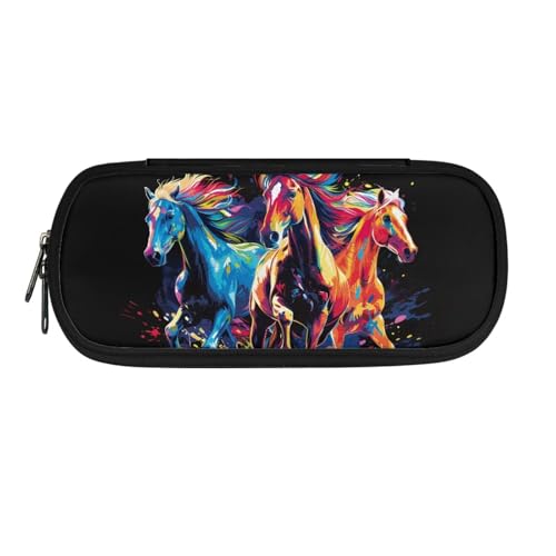 Jeiento Astuccio per ragazzi e ragazze, astuccio per penne con cerniera, per scuola, ufficio, scrivania, Cavallo, Taglia unica, Zaino per la scuola