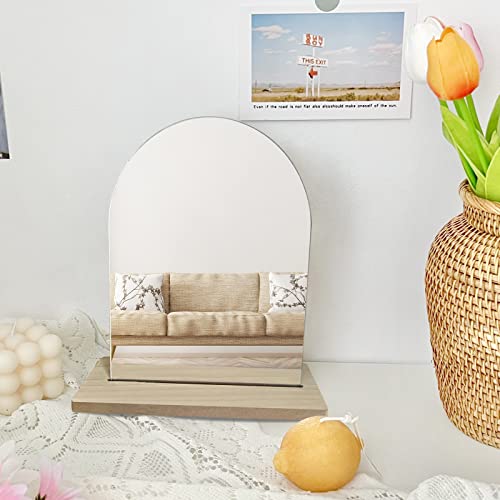 Kolafo Acrylic Makeup Mirror For Desk With Stand-Aesthetic Desk Decor Vanity Mirror-Frameless Table Top For Bedroom,Living Room And Minimal Spaces Room Decor (Door) #TOP3