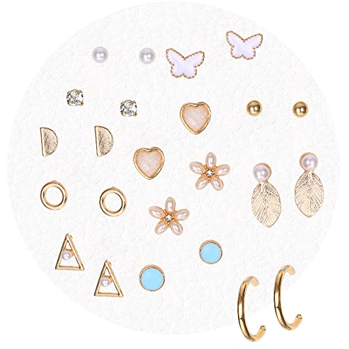Jstyle Colorful Acrylic and Cubic Zirconia Stud Earring Set #TOP27