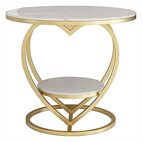 Image of Coffee Table for Living Room,Modern Corner Sofa Side Bedside Tables Snack End Table for Bedroom,White Table Top with Gold Metal Frame (Gold White)