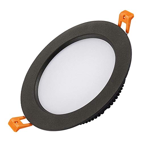 LED Rond Encastré Au Plafond Plat Panneau Downlight Aluminium Acrylique Panneau Luminaires Ultra Mince Lampe Plafond Spot Abat-jour Noir Économie D'énergie Lumière Blanche 6000K pour La Maison