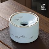 Ceramiczna popielniczka do użytku w pomieszczeniach, okrągła dekoracyjna konstrukcja z pokrywką do salonu lub biurka biurowego, idealne akcesorium domowe, łatwe do czyszczenia i konserwacji