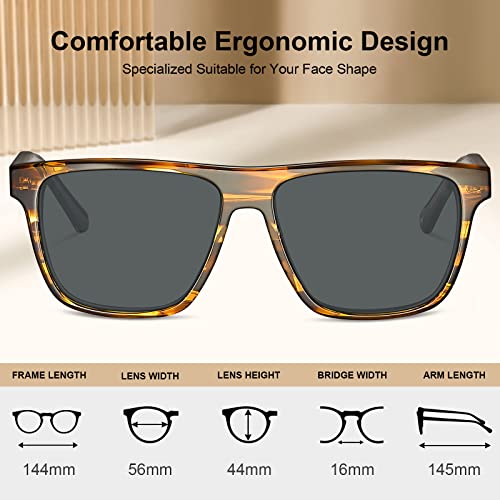 Carfia Curved Acetate Polarized Sunglasses For Men Uv Protection, Retro Cool Driving Eyewears With Embossed Pattern Wire Core #TOP4