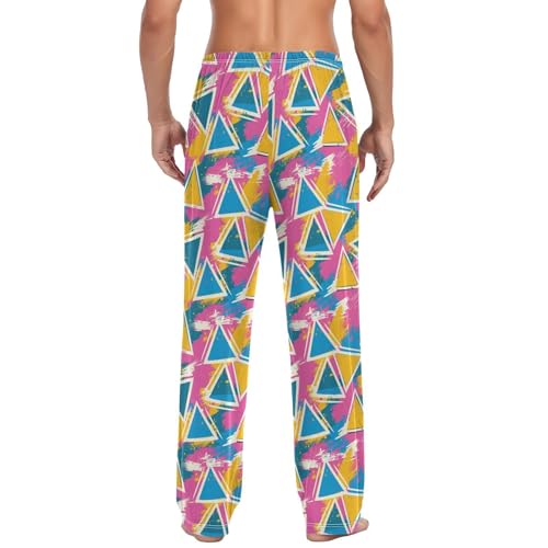 Vdsrup Men's Pajama Pants Triangles Colorful Pajama Pants for Men PJs Bottoms Drawstring Pockets Sleep Lounge Pants S2