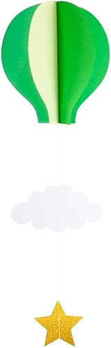 Miniatura 5 de Colorido globo aerostático colgante de papel decorativo (paquete de 4) - Globo grande de aire caliente con nubes estrellas colgantes guirnalda de