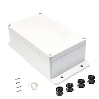 IP65 Weatherproof Junction Box ABS Plastic Electrical Enclosure with Fixed Ears M16 Cable Glands Project Case for Power Supply DIY Electronics 7.87 x4.72 x2.95 inch200x120x75mm
