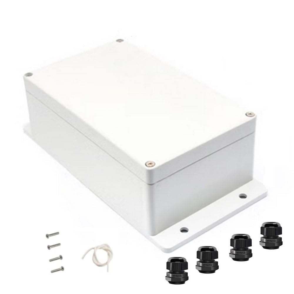 IP65 Weatherproof Junction Box ABS Plastic Electrical Enclosure with Fixed Ears M16 Cable Glands Project Case for Power Supply DIY Electronics 7.87 x4.72 x2.95 inch(200x120x75mm)-image-36