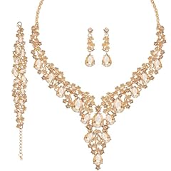 D-Champagne Necklace Bracelet Earrings Set