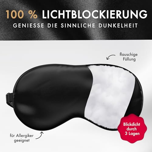 Liebesfreunde® PREMIUM Augenmaske für Frau, Erotische Augenbinde Schlafmaske Frauen Männer, Erotik Maske Sex Spielzeug für die Paare, Extrem Blindfold, Bondage, BDSM Accessoire, schwarz