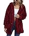 LIVACASA Sweatjacke Damen Fleecejacke mit Taschen Teddyfleece Plüschjacke Lässig Reißverschluss Herbstmantel Plüschmantel Fleecemantel Outwear Mädchen Mantel Plüsch Sweatshirt Jacke Weinrot M