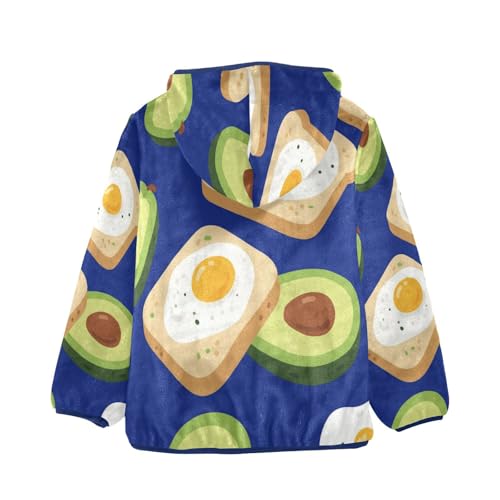Avocado Toast and Eggs Pattern Toddler Fleece Jacket Girl Boys Hooded Fleece Jacket Coat Warm Outwear Zip-up 3-10T2