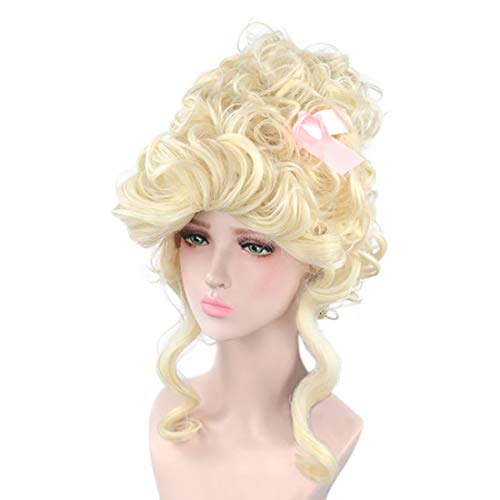 Baroque Ladies Blonde Curly Wig 18Th Century French Queen Marie Antoinette Bouffant Hairstyle Rococo Wig (Blonde) #TOP1
