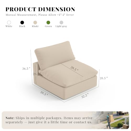 Image of Modular Sectional Sofa,Extra Comfty Deep-Seat-Filled Couch,Khaki Modern Couches for Living Room,Apartment,Office,Small Space