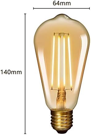 ENUOTEK Old Fashioned Edison ST64 E27 6W LED Long Filament Light Bulb Lamp Vintage LED Light Bulbs with Retro Coated Glass Lamp Shade Replace 60W Incandescent Light Bulb 3 Pack