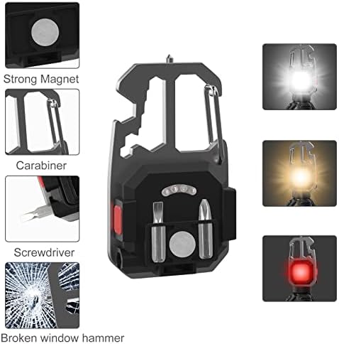 T-SUN Torch Portable Mini LED Small Work Light Keychain Flashlight 7 Modes 800 Lumens Rechargeable Inspection Lights with Bottle Opener Magnetic Base for Camping Repair Emergency Lighting (2 PCS)