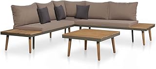Terrace Furniture Set,with Cushions Patio,4 Piece Garden Lounge Set with Cushions,Solid Acacia Wood Brown