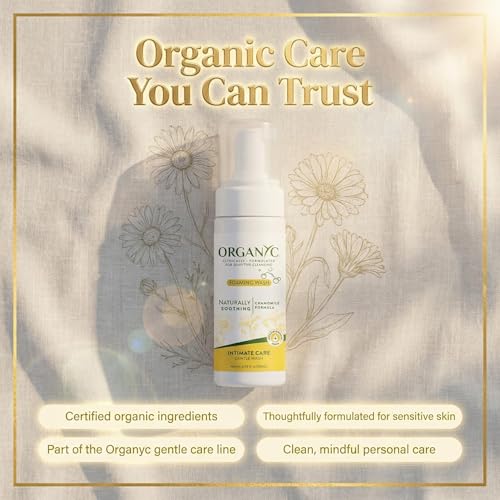 Image of Organyc Intimate Foaming Wash for Women, Sensitive Skin Care, Certified Organic Ingredients, pH Balanced, Chamomile & Calendula, Gentle Daily Cleanser, 6.08 fl oz