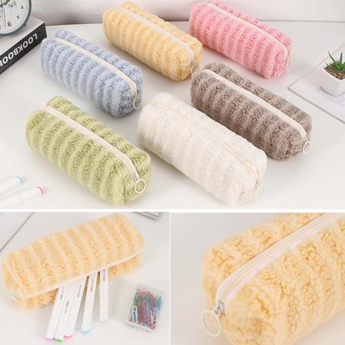 Image of Small Pencil Pouch Makeup Plush Pen Bag Women Office Stationery Mini Comestic Bags