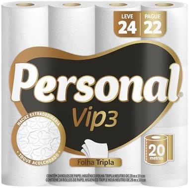 Personal Papel Higiênico Vip Folha Tripla, 24 Rolos De 20M