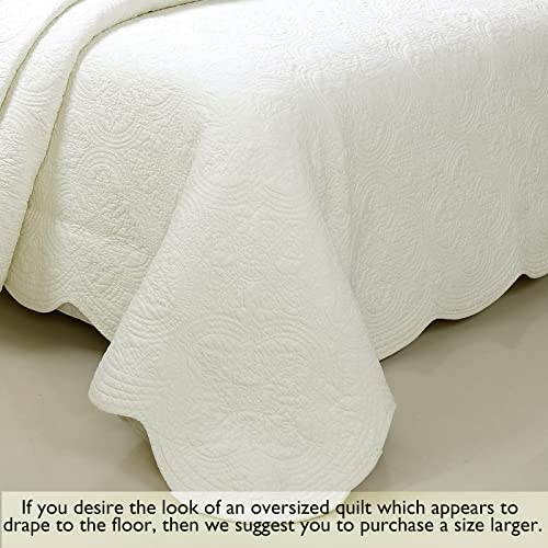 Cozy Line Home Fashions BB- K- 469B2 Victorian Medallion Solid Ivory Matelasse Embossed 100% Cotton Bedding Quilt Set,Coverlet,For Bedroom/Guest Room thumb #5