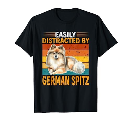 Fácilmente distraído por el alemán Spitz Retro Funny Dogs Lover Camiseta