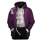 Meracoco Sweat À Capuche Unique pour Hommes 3D Imprimé Sweat À Capuche Zippé pour Hommes Sweat Prince Chanteur Veste Décontractée Pull À Manches Longues