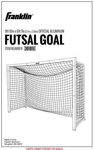 Franklin Sports Futsal Goal - Aluminum Official Size Futsal Goal - Indoor Soccer Net - Folding, Portable Futsal + Soccer Goal - 9' 10" X 6'7" #TOP7