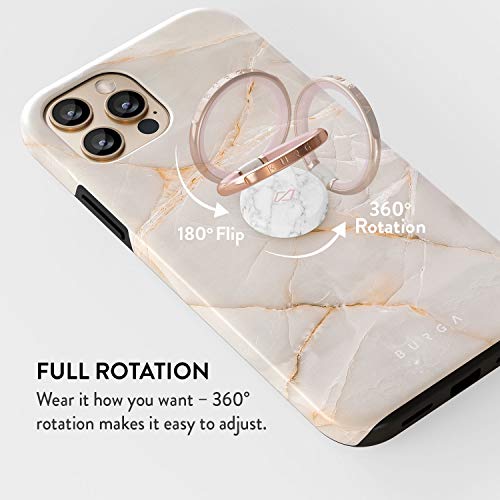 Burga Stylish Rose Gold Marble Metal Cell Phone Ring Stand Holder, Finger Grip Kickstand 360 Degree Rotation, Universal Compatible With Iphone Ipad Samsung Galaxy Huawei Google Pixel #TOP2
